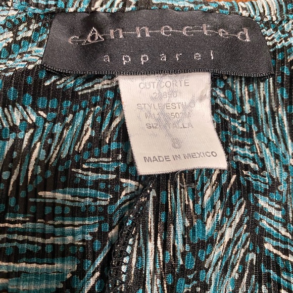 Connected Apparel Blouse Shoulder Pads Vintage 90s Black Turquoise Women’s 8 - Picture 4 of 9